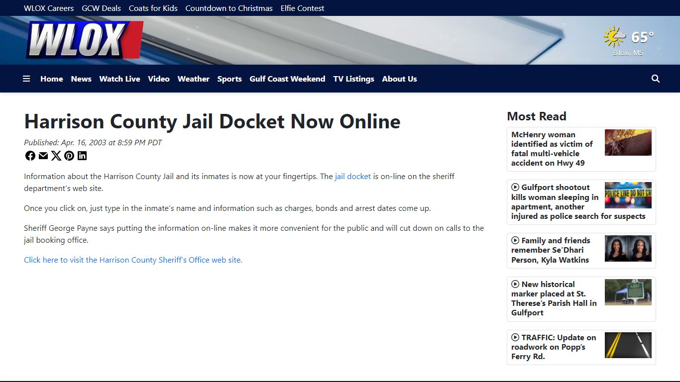 Harrison County Jail Docket Now Online - WLOX